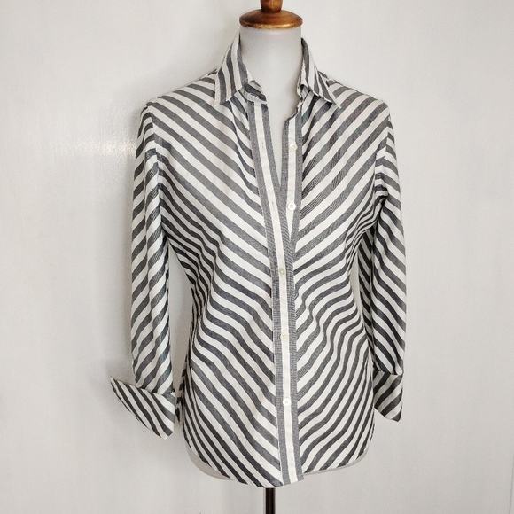 BANANA REPUBLIC POPLIN STRIPED BLOUSE - Picture 5 of 8